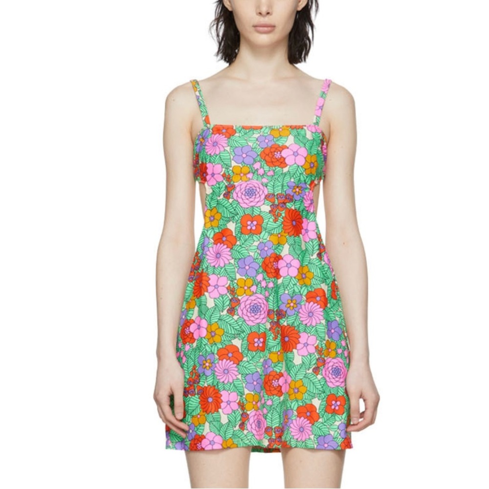 ANNA SUI | green blossoms mini dress